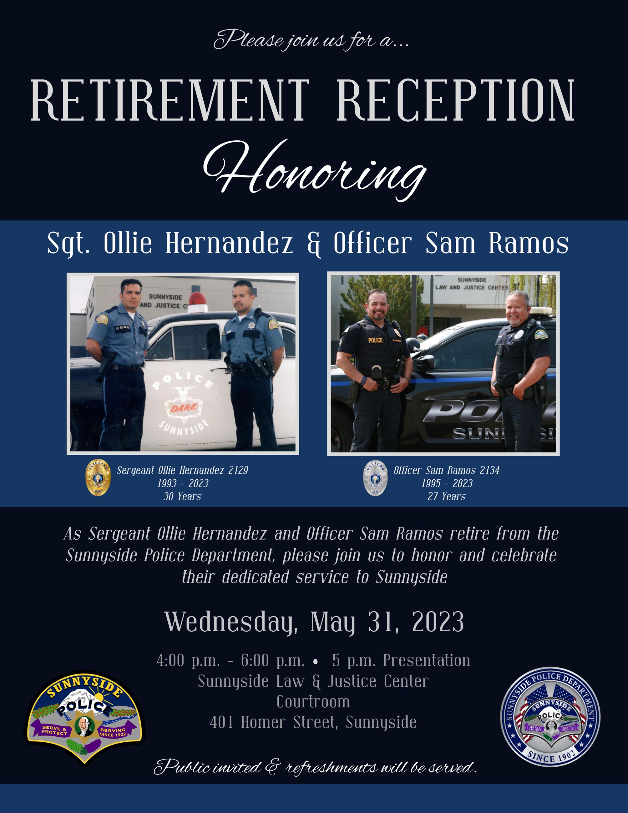 City Retirement Reception for Sgt. Hernandez  Ofcr. Ramos 53123