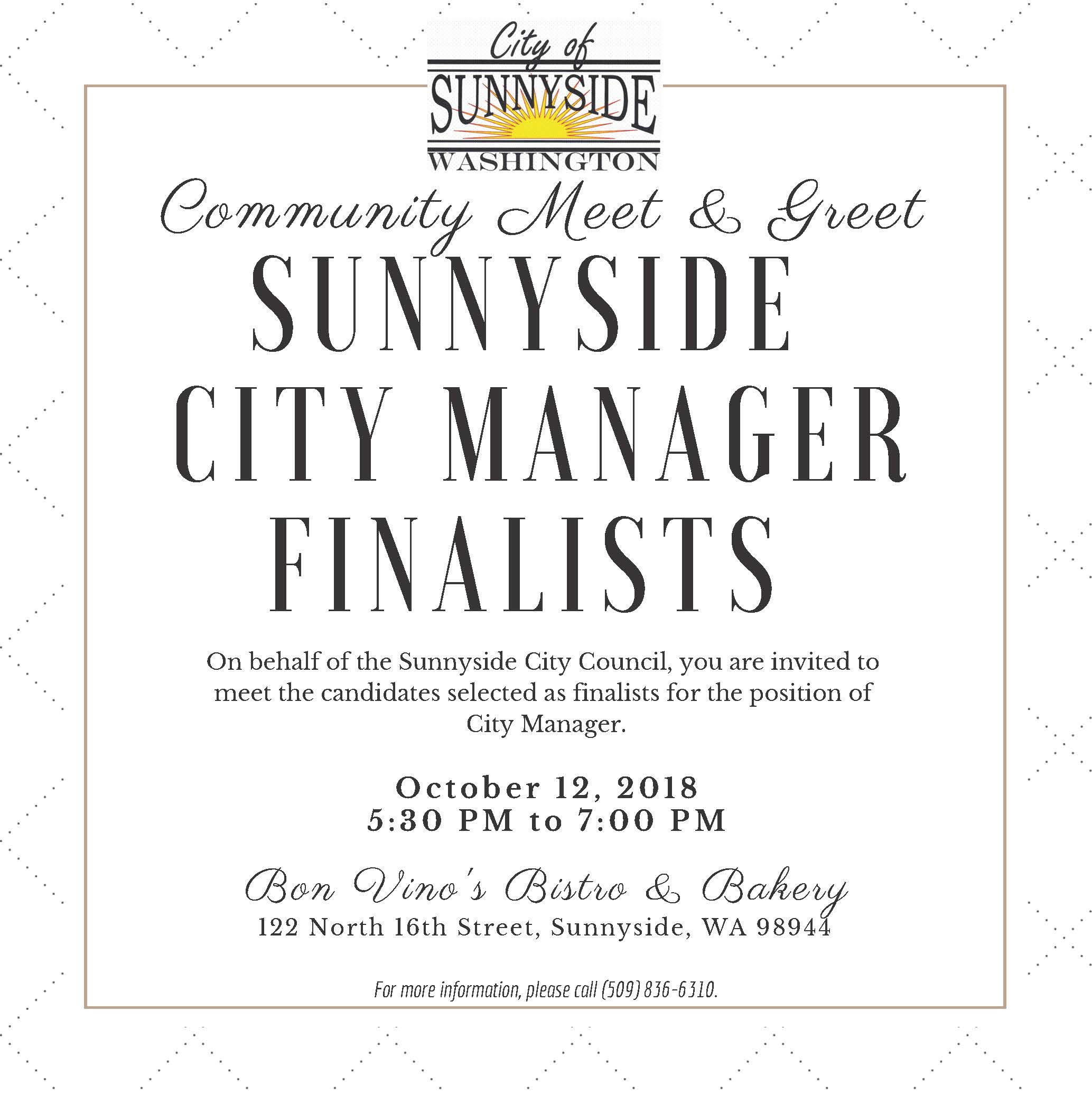 Community Meet  Greet - City Manager Finalists