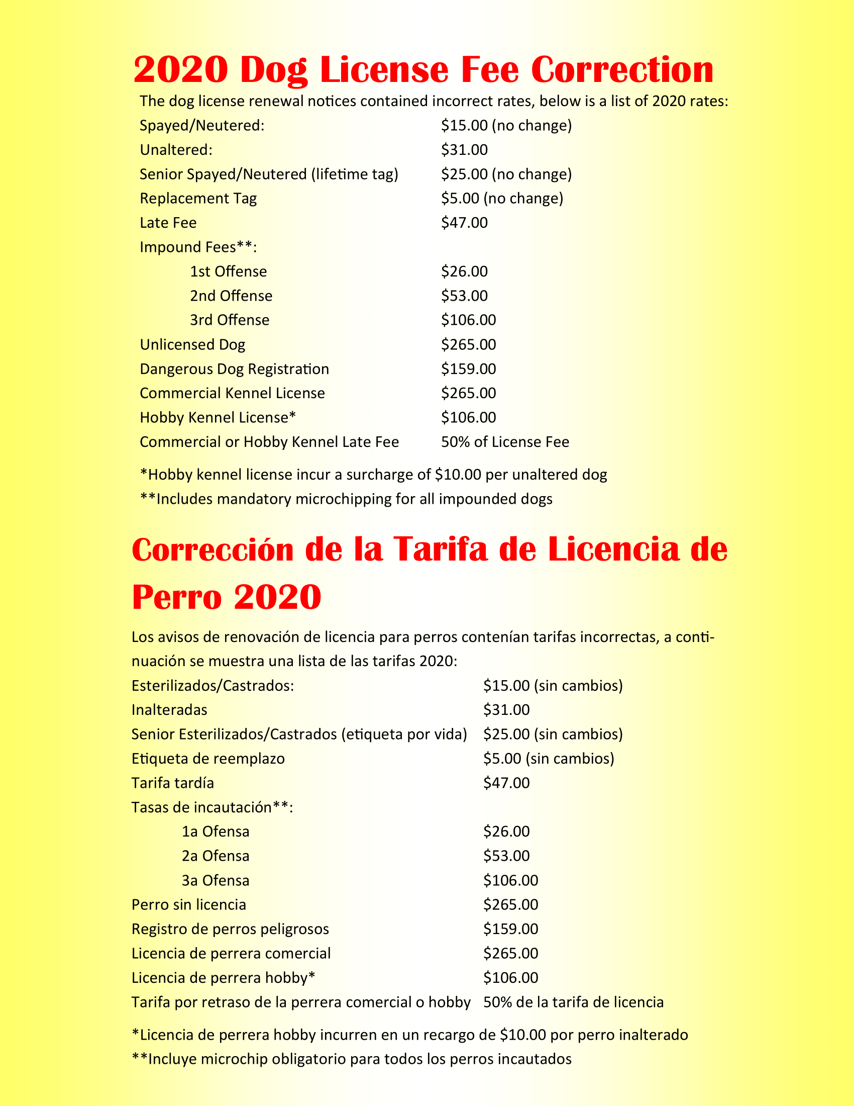 DOG LICENSE CORRECTION 2020