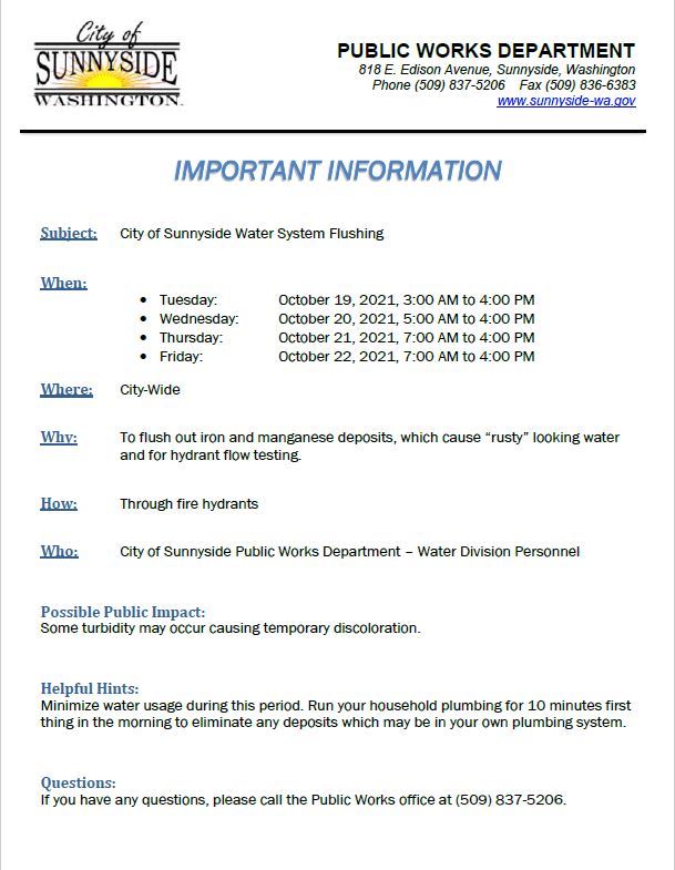 10.19-21.2021 FLUSHING NOTICE